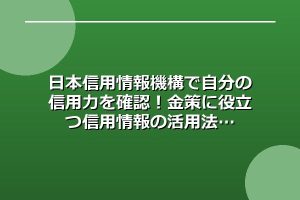 日本信用情報機構で自分の信用力を確認！金策に役立つ信用情報の活用法